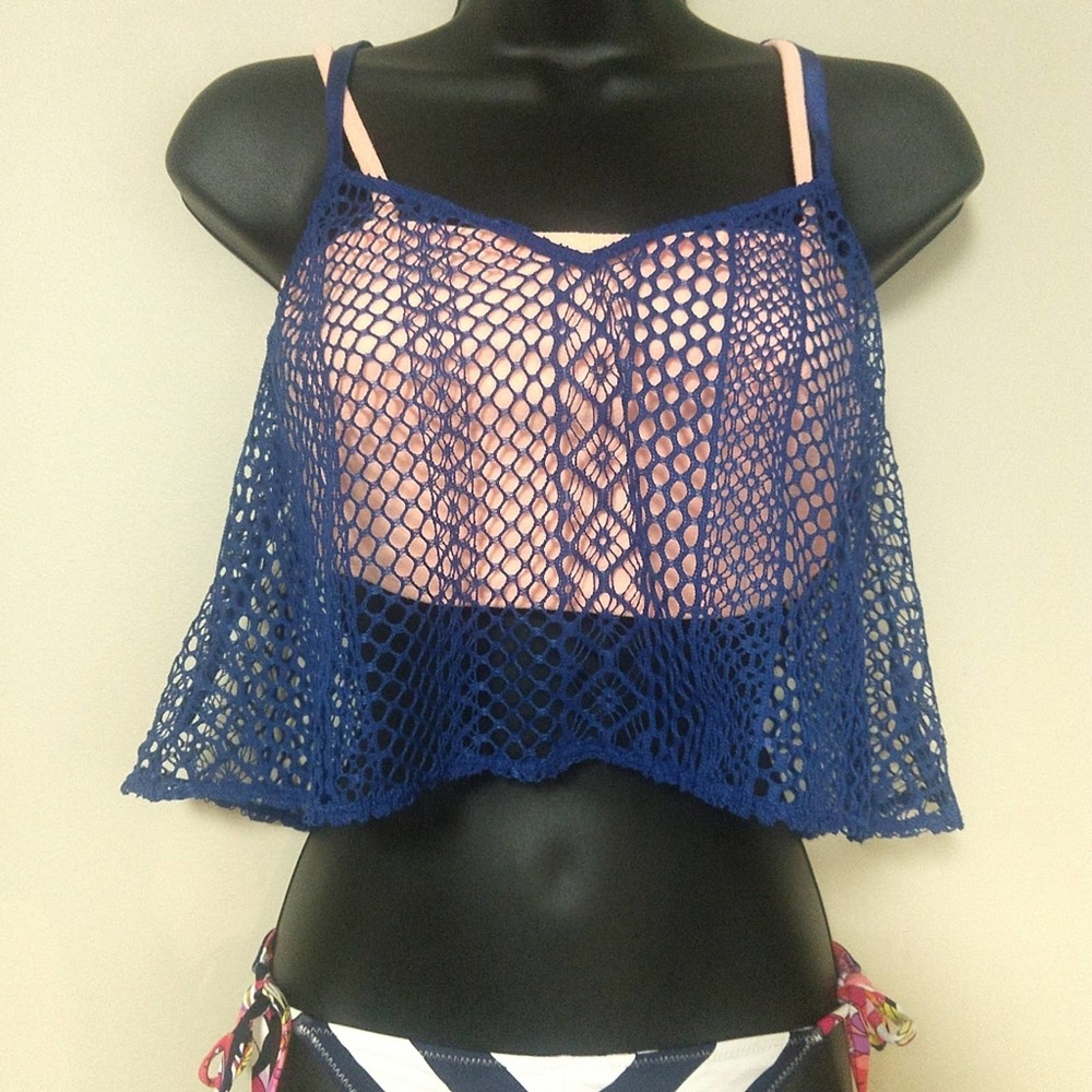 Victoria Secret Crochet Knit Crop Swim Cover Up - Picture 6 of 12
